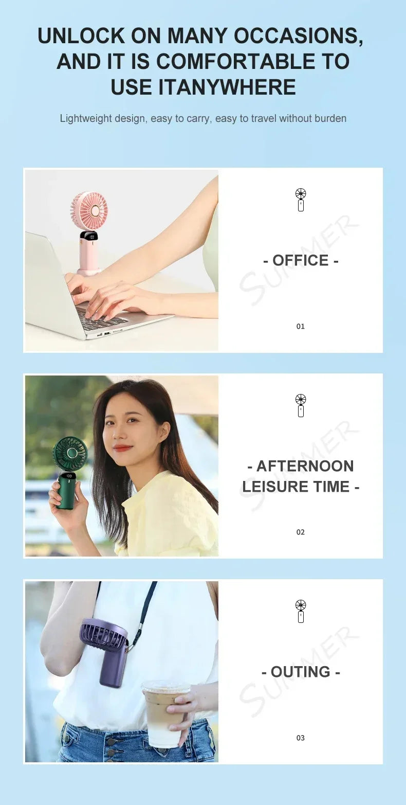 Fyndz Hands-Free Neck Fan — 5-Speed Portable Cooling Fan with LED Display