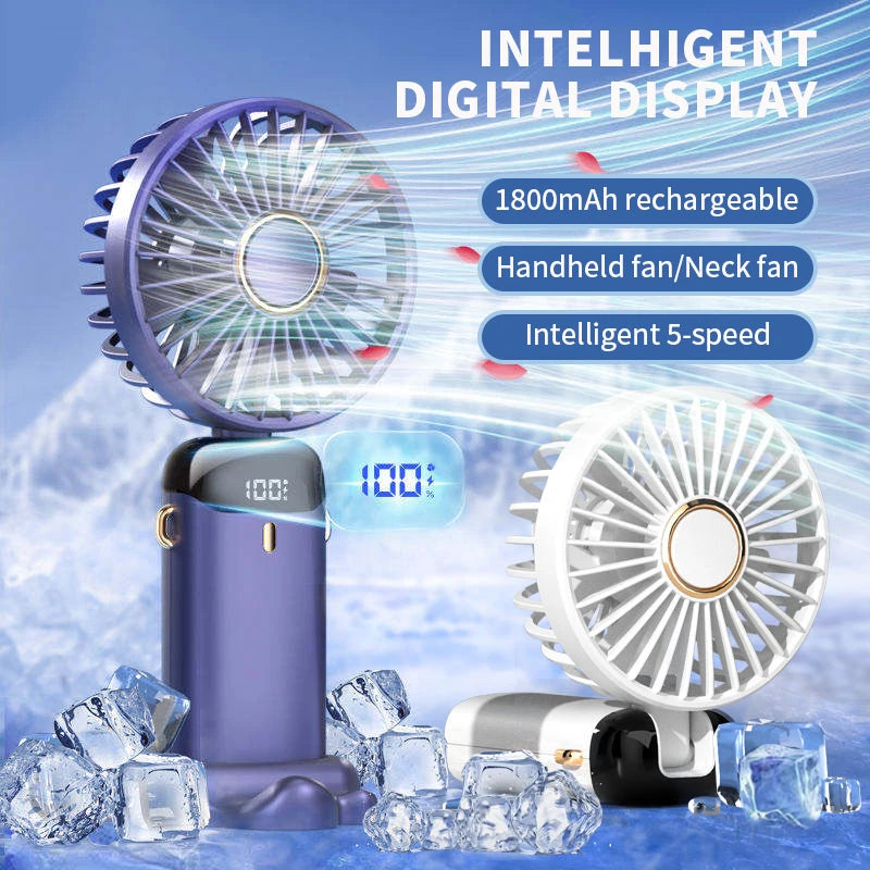 Fyndz Hands-Free Neck Fan — 5-Speed Portable Cooling Fan with LED Display